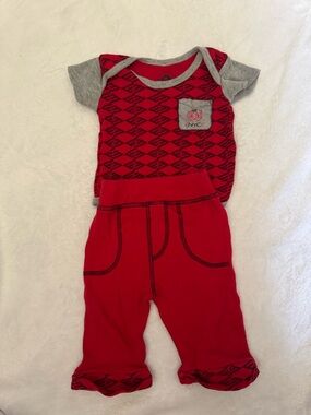 Enyce Red Baby Bodysuit with Gray Trim
